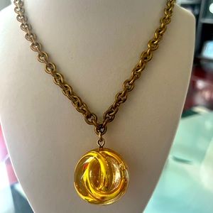 1980s Chanel Lucite sphere pendant necklace. Highly Collectible